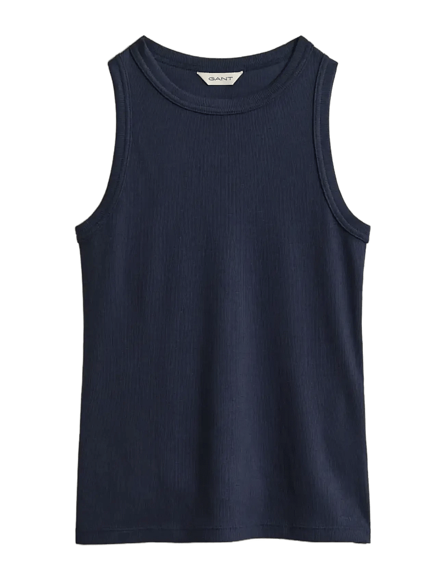 Gant - HIGH NECK RIB TANK TOP - varrukateta topid - evening blue - 1