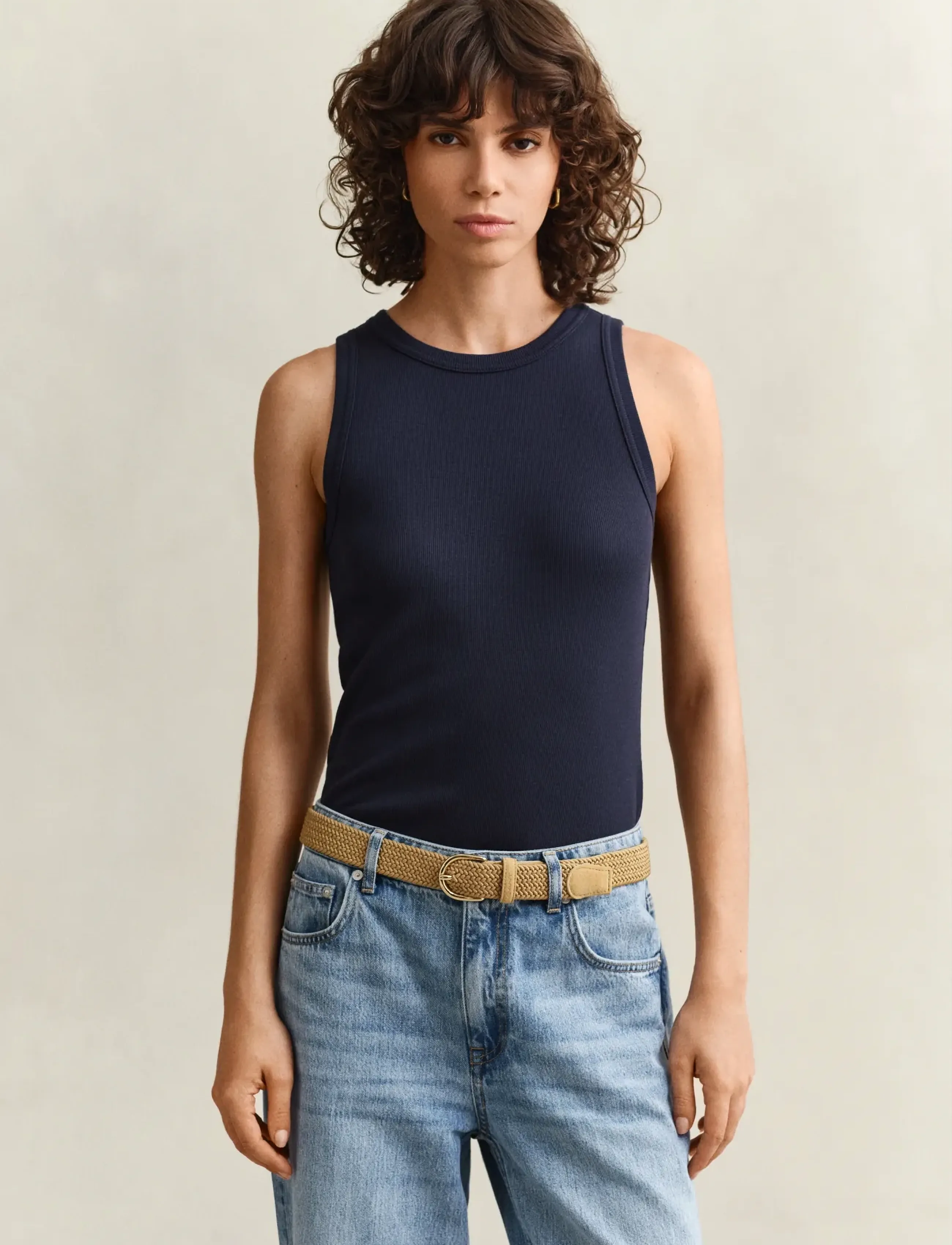 GANT HIGH NECK RIB TANK TOP - Tanktops - EVENING BLUE / navy