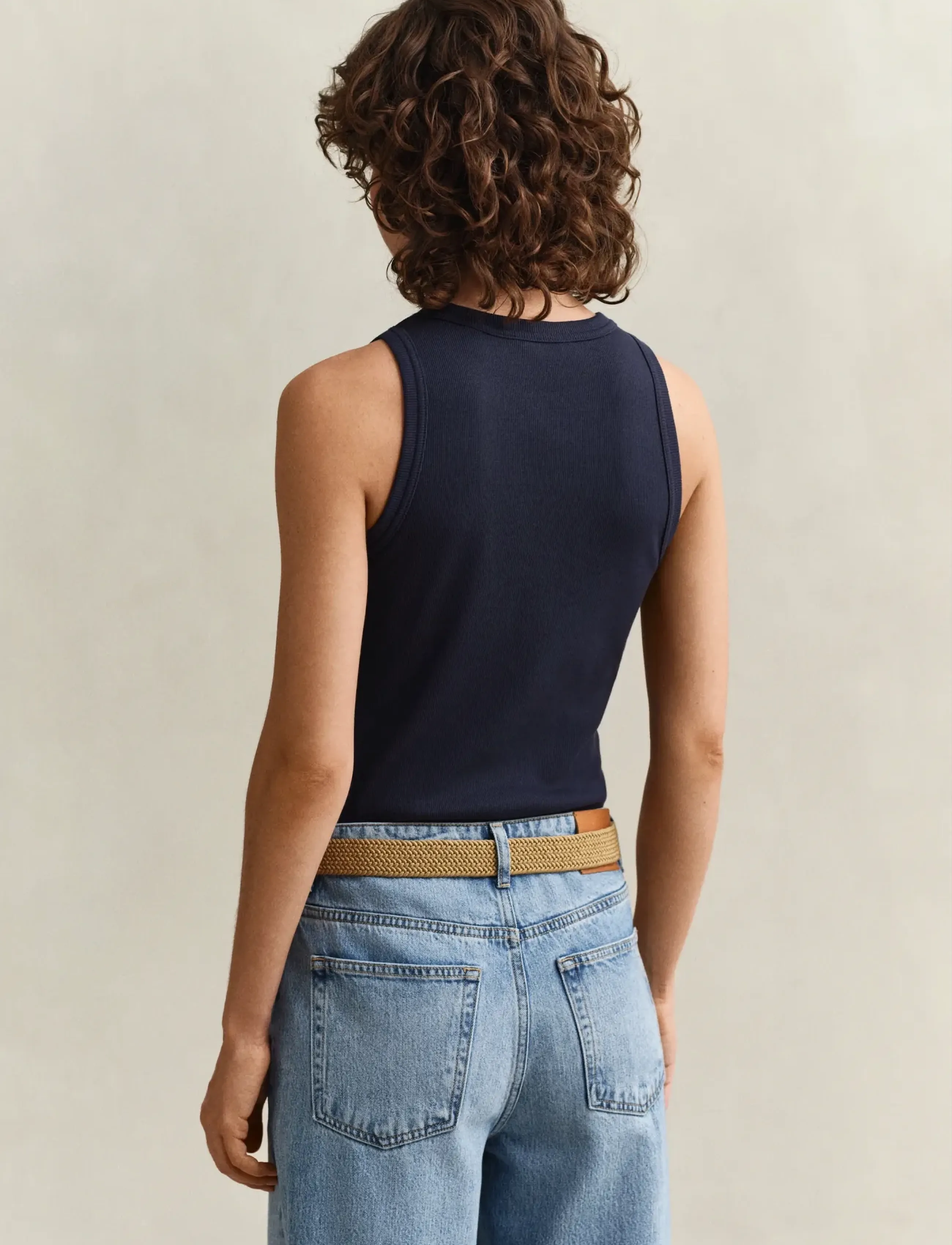 Gant - HIGH NECK RIB TANK TOP - ermalausir toppar - evening blue - 2