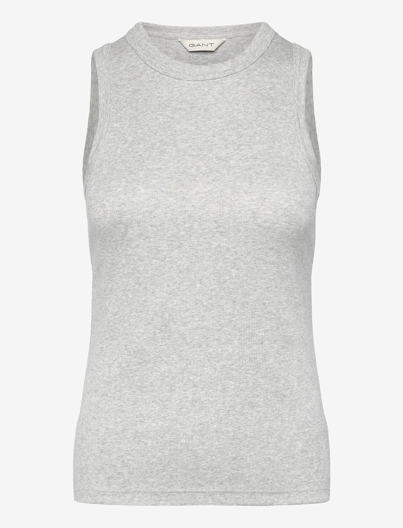 GANT - HIGH NECK RIB TANK TOP - linnen - light grey melange - 0