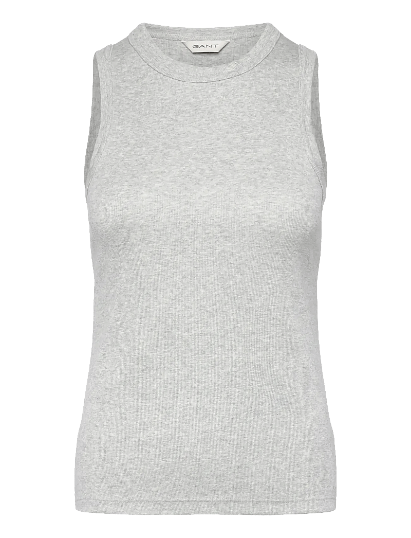 GANT - HIGH NECK RIB TANK TOP - linnen - light grey melange - 0