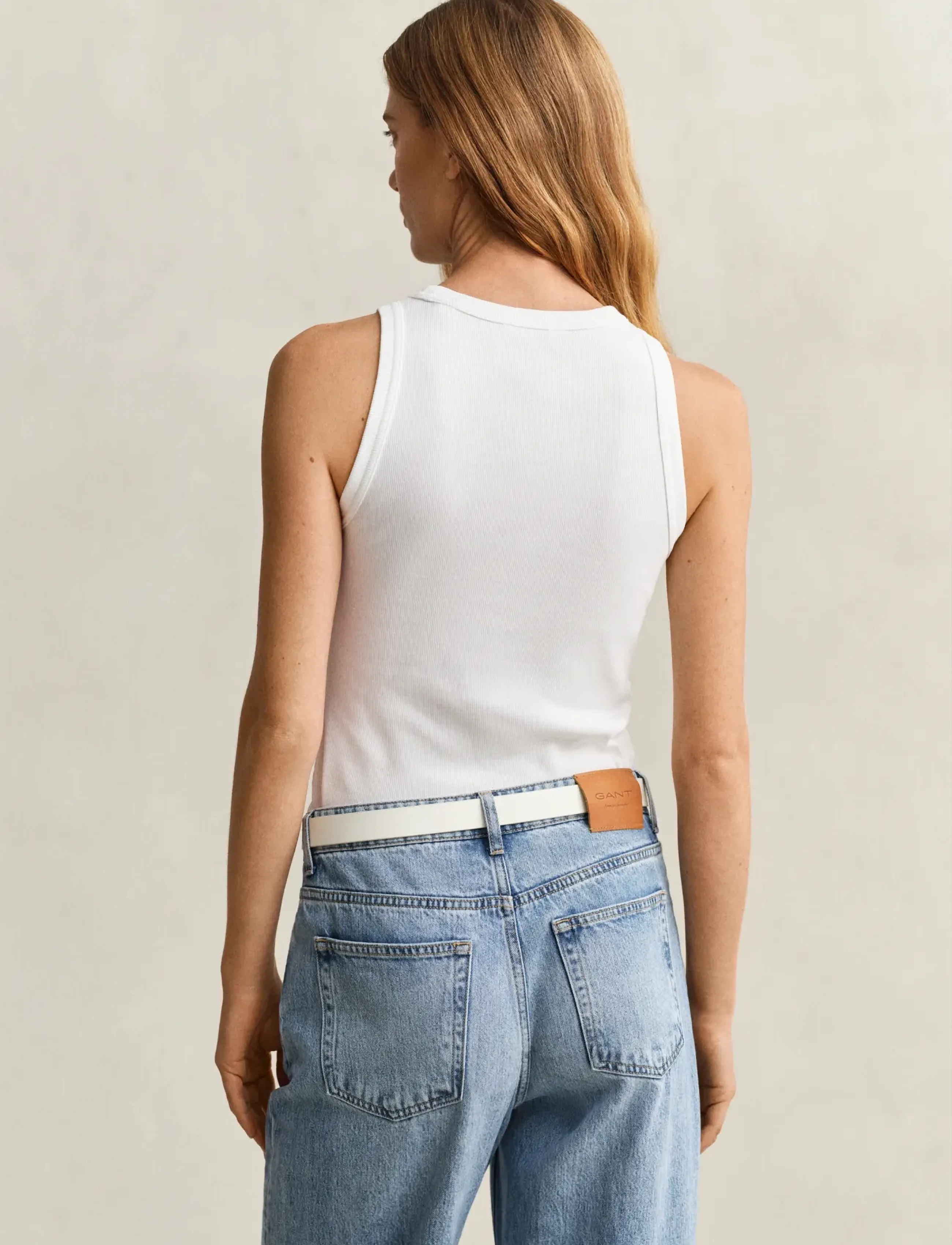 Gant - HIGH NECK RIB TANK TOP - tanktops - white - 3