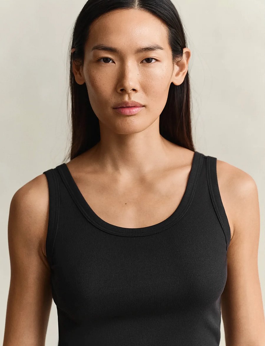 Gant - SLIM RIBBED TANK TOP - linnen - black - 4