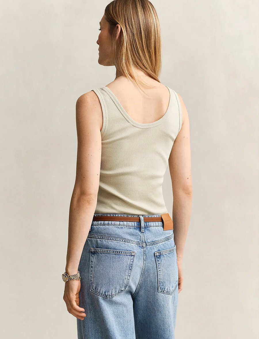 Gant - SLIM RIBBED TANK TOP - tanktops - country beige - 2