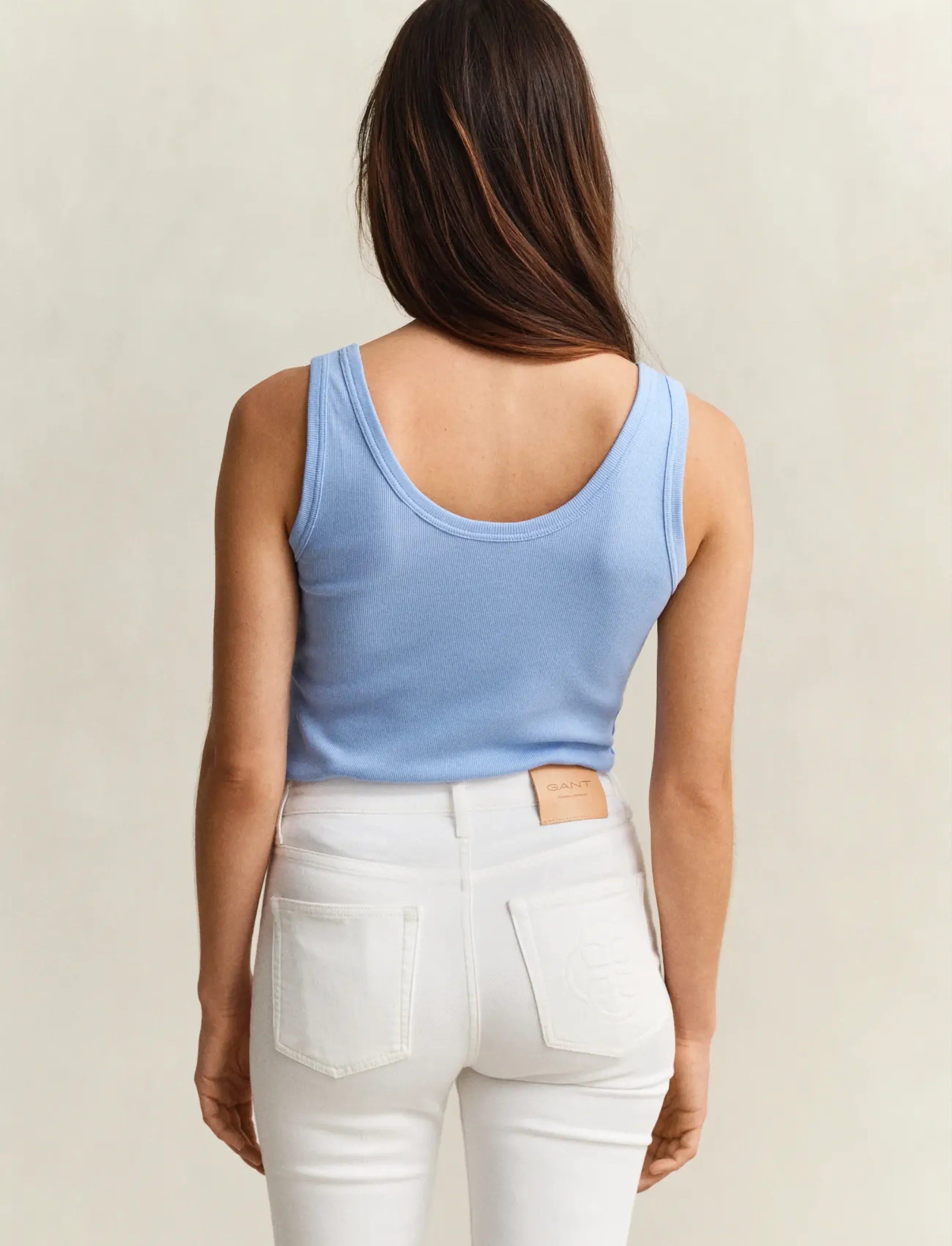 Gant - SLIM RIBBED TANK TOP - hihattomat paidat - hydrangea blue - 2
