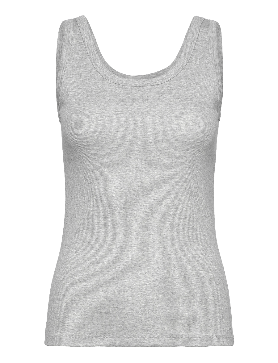 Gant - SLIM RIBBED TANK TOP - linnen - light grey melange - 0