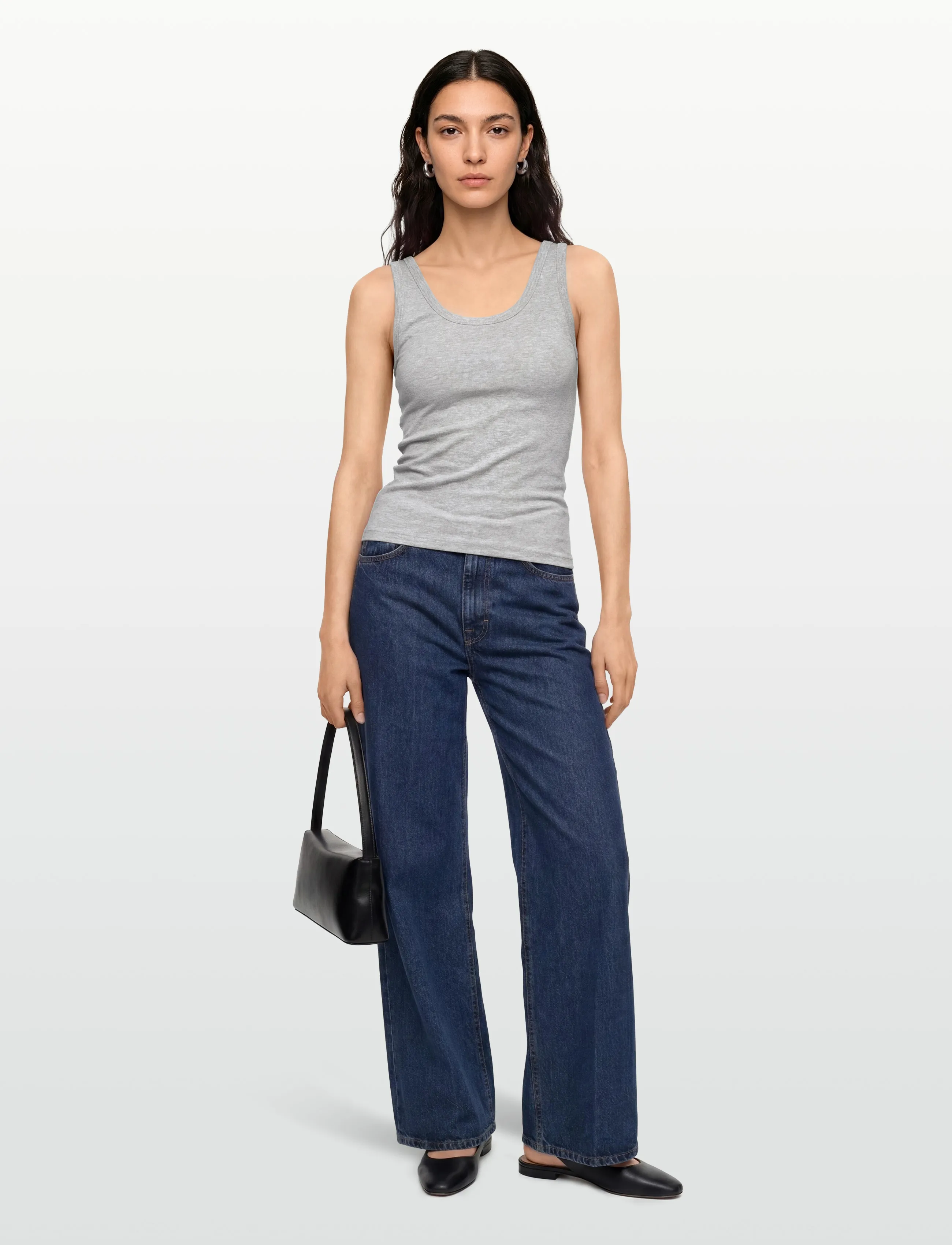 Gant Slim Ribbed Tank Top, L, T-shirts & Oberteile, Grau - Sleeveless, Frauen