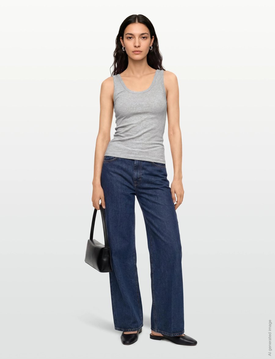 Gant - SLIM RIBBED TANK TOP - linnen - light grey melange - 0