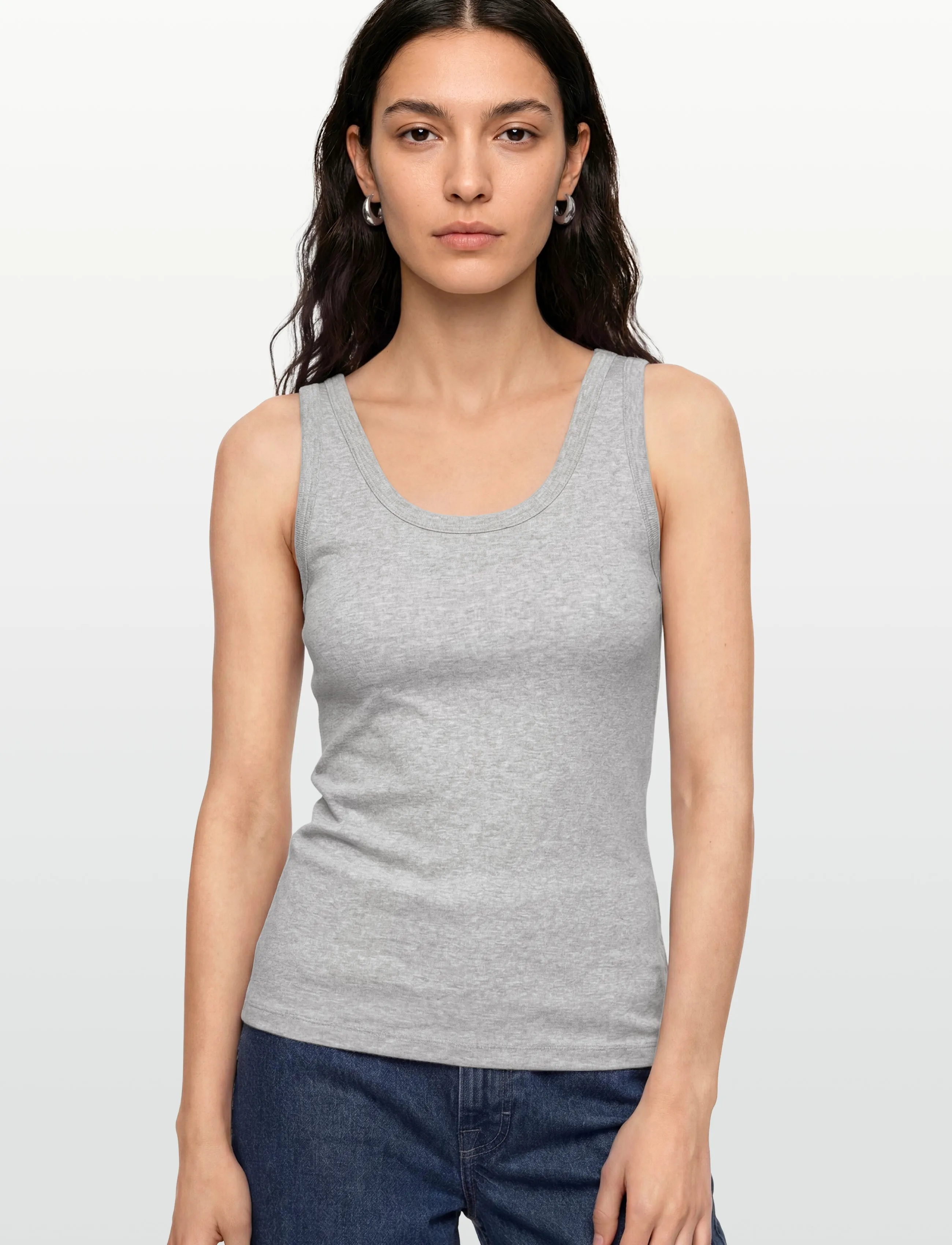 Gant - SLIM RIBBED TANK TOP - varrukateta alussärgid - light grey melange - 3
