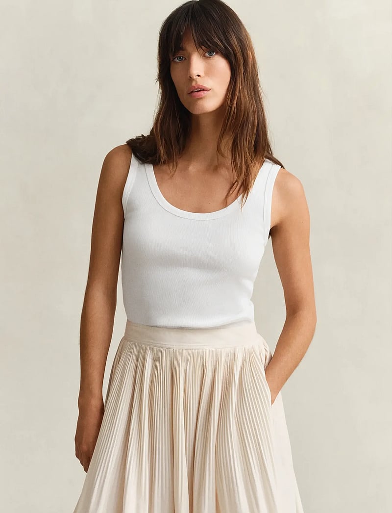 GANT - SLIM RIBBED TANK TOP - linnen - white - 0