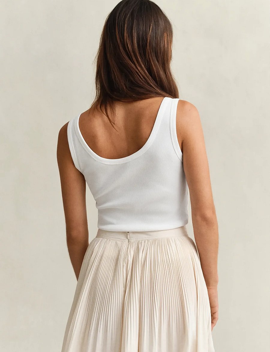 Gant - SLIM RIBBED TANK TOP - tanktops - white - 3