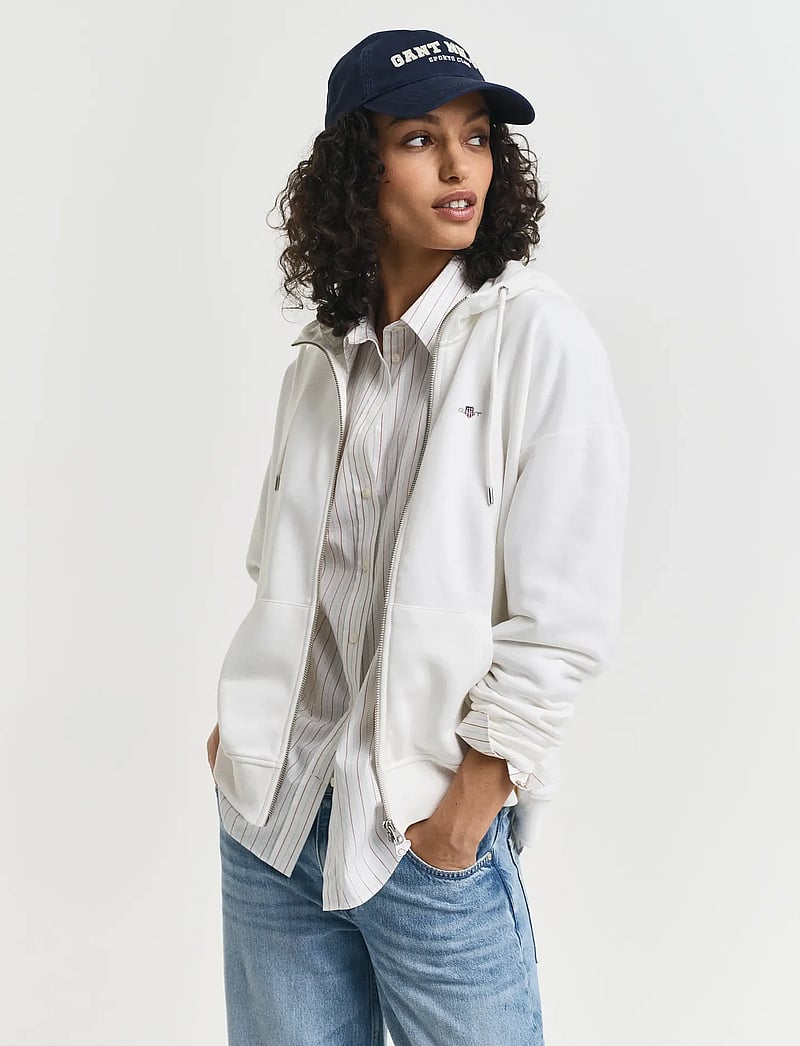 GANT - SHIELD ZIP HOODIE - kapuzenpullover - eggshell - 0