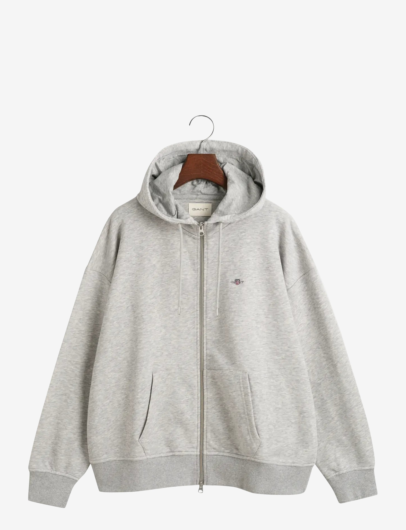 GANT - SHIELD ZIP HOODIE - hoodies - light grey melange - 1