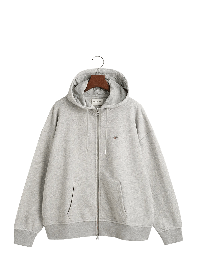GANT - SHIELD ZIP HOODIE - hoodies - light grey melange - 1