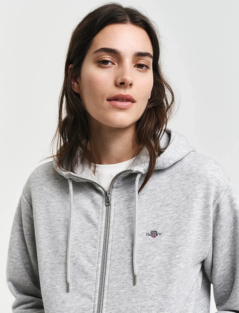 GANT - SHIELD ZIP HOODIE - hoodies - light grey melange - 3