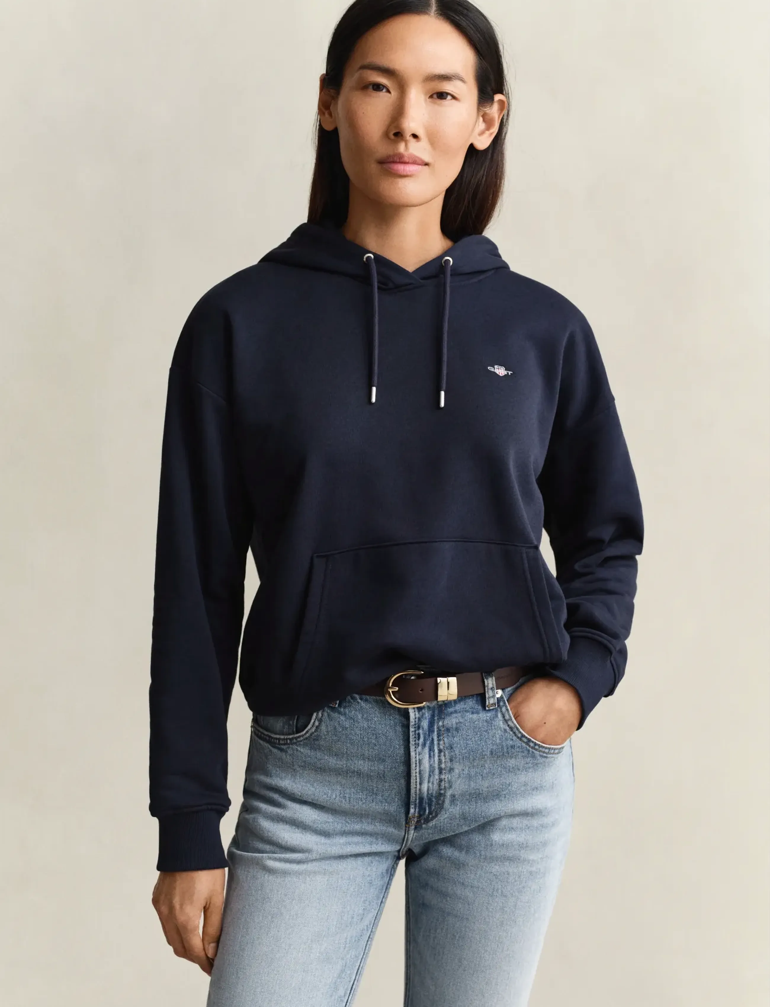 Gant Shield Hoodie, XS, Sweatshirts & Hoodies, Marineblau - Frauen