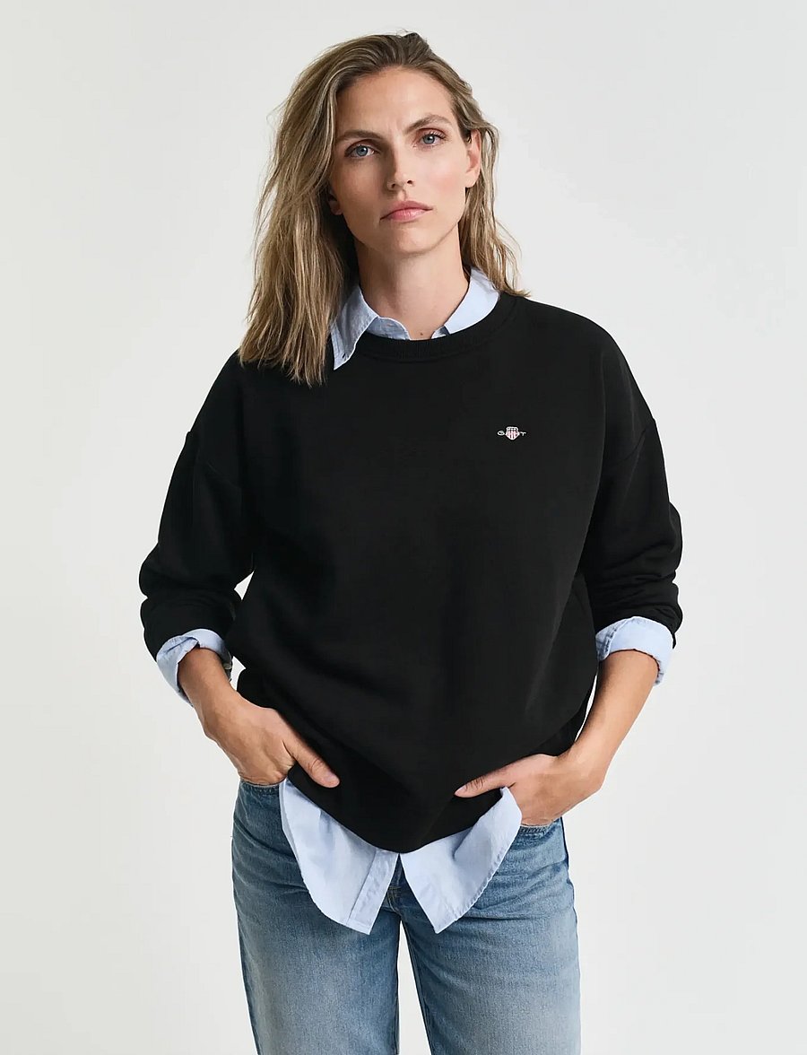 Gant - SHIELD C-NECK SWEAT - sweatshirts - black - 0