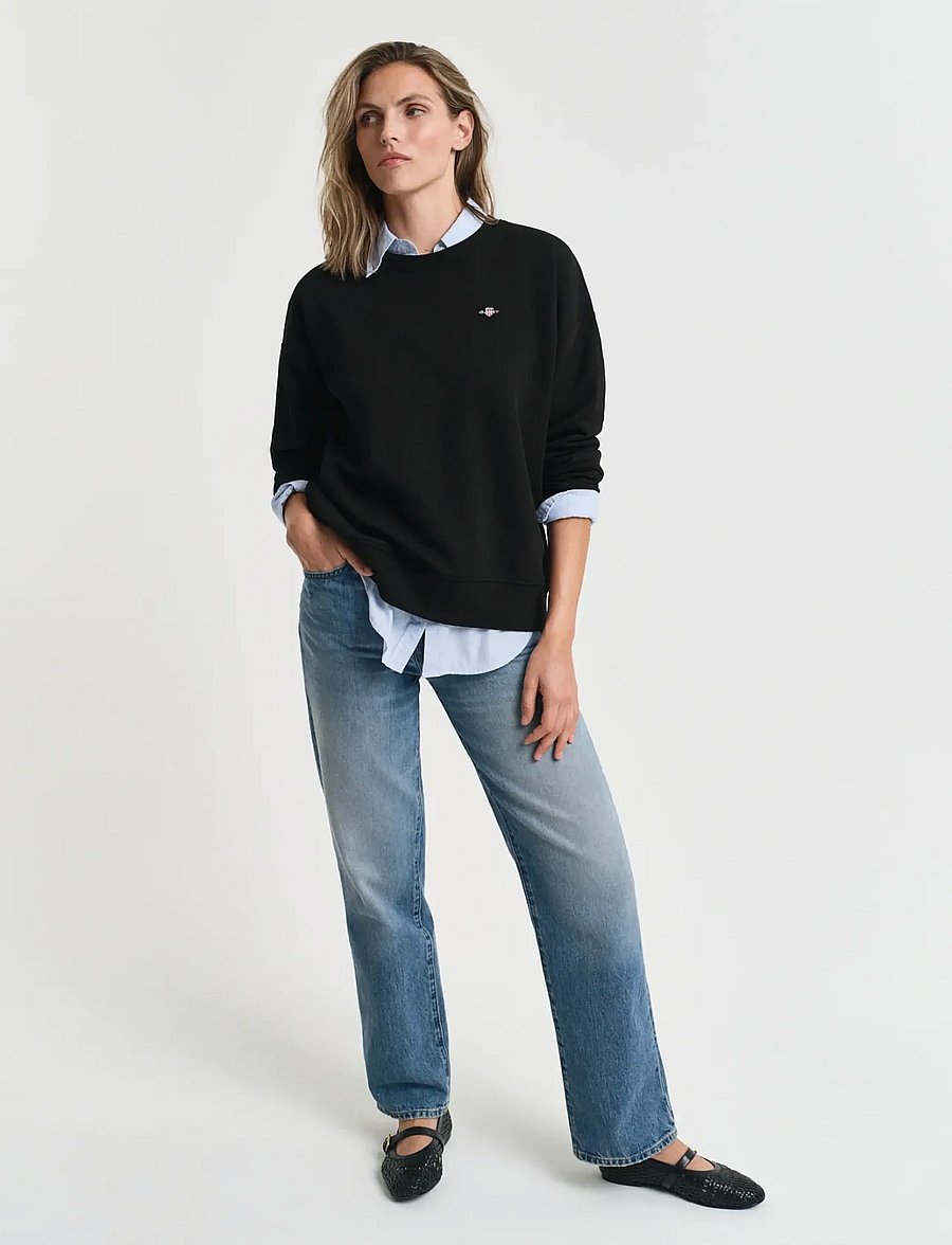 Gant - SHIELD C-NECK SWEAT - sweatshirts - black - 4