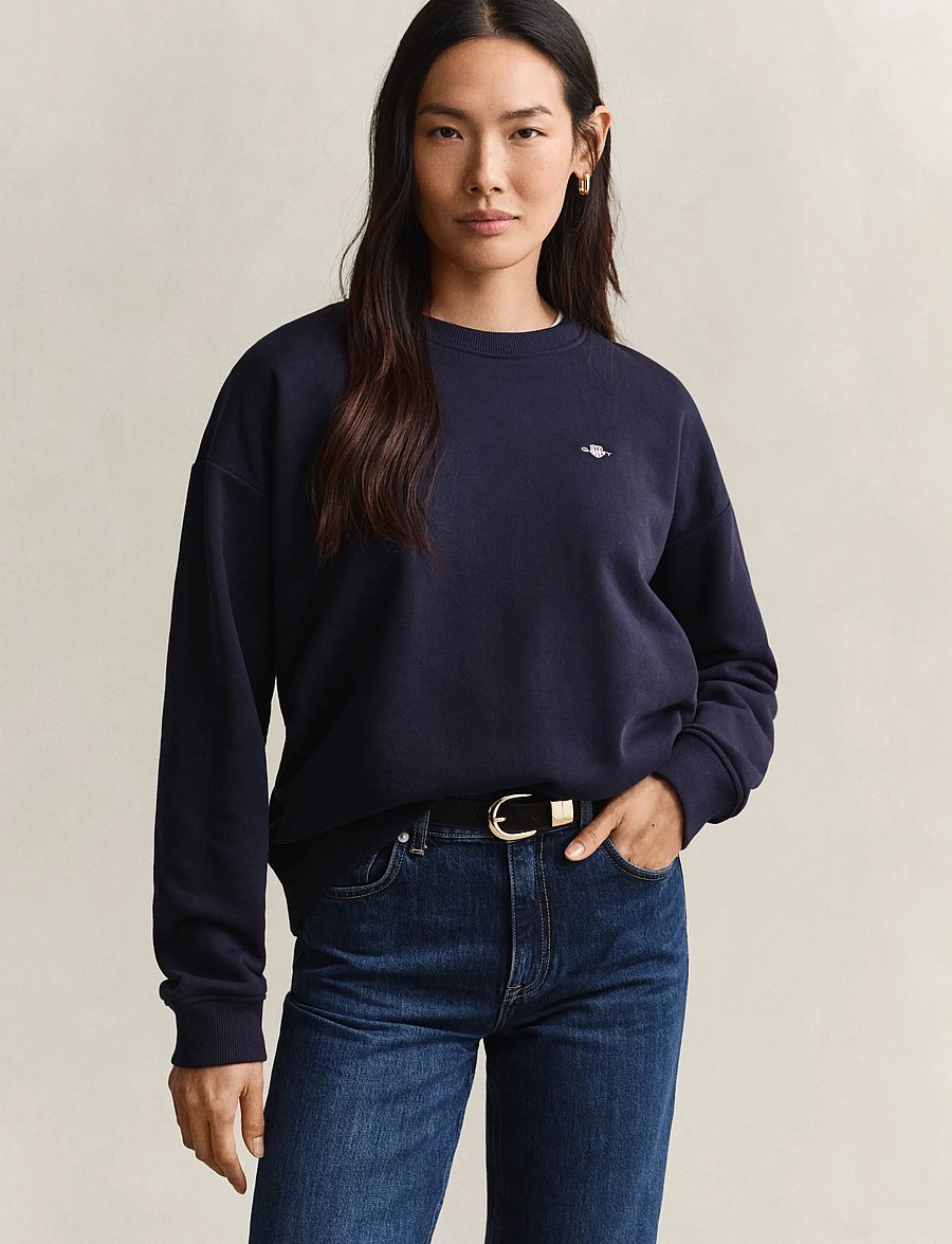 Gant - SHIELD C-NECK SWEAT - sweatshirts - evening blue - 0
