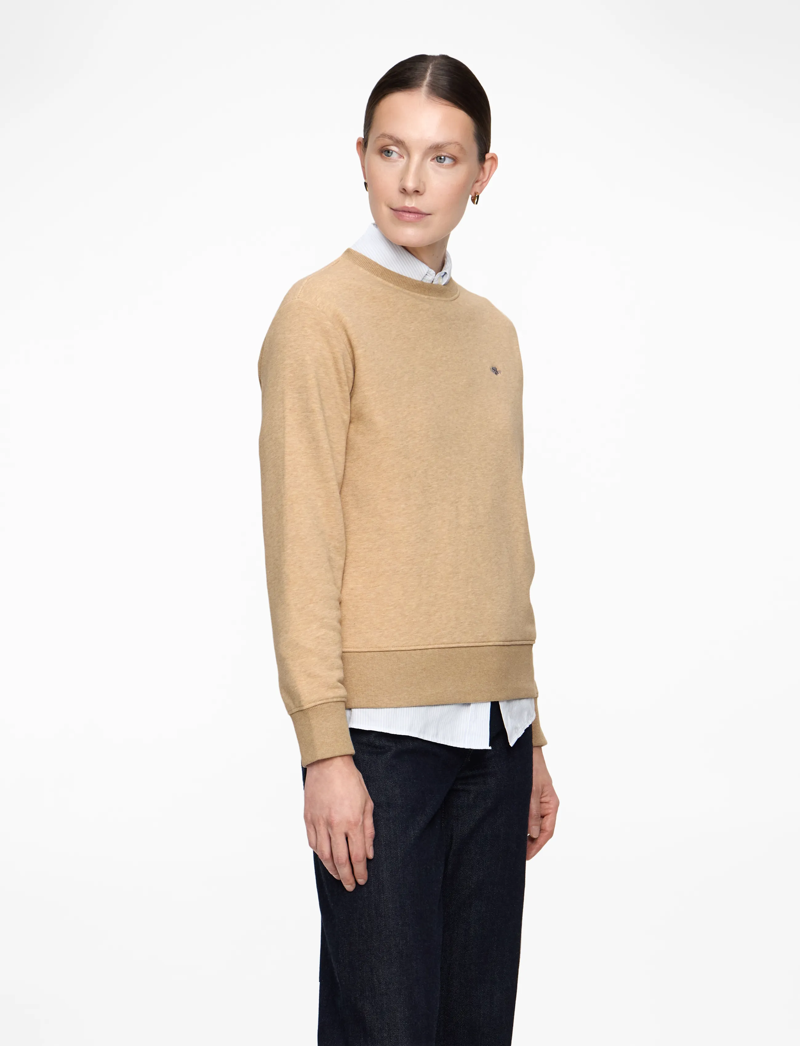 Gant - SHIELD C-NECK SWEAT - modetrends - khaki melange - 3