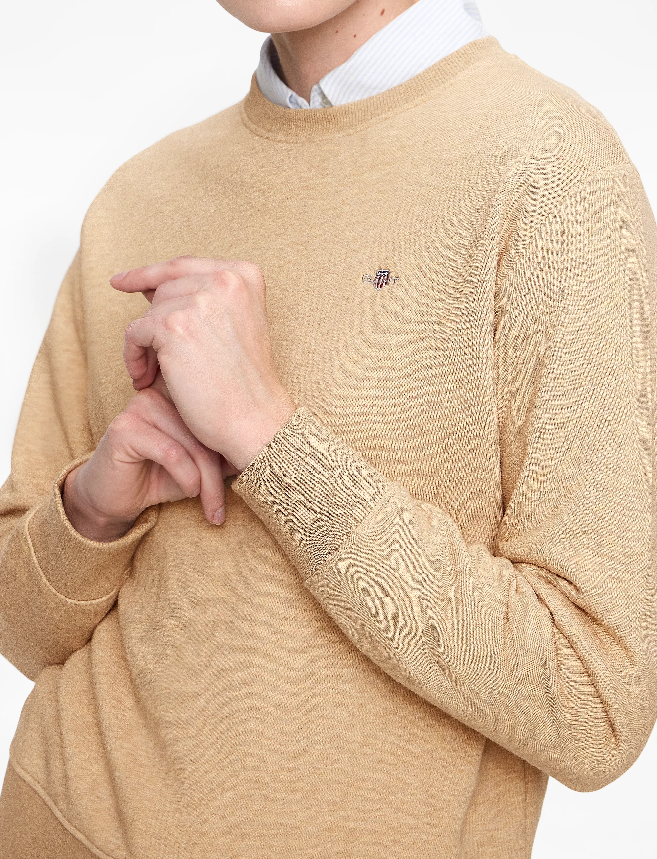 Gant - SHIELD C-NECK SWEAT - fashion trends - khaki melange - 5