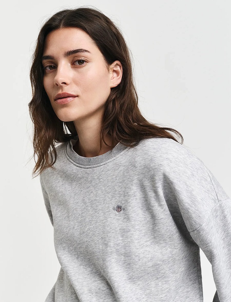 Gant - SHIELD C-NECK SWEAT - sweatshirts - light grey melange - 4