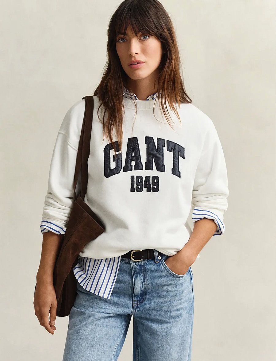 Gant - GRAPHIC PRINT C-NECK SWEAT - mode trends - eggshell - 0