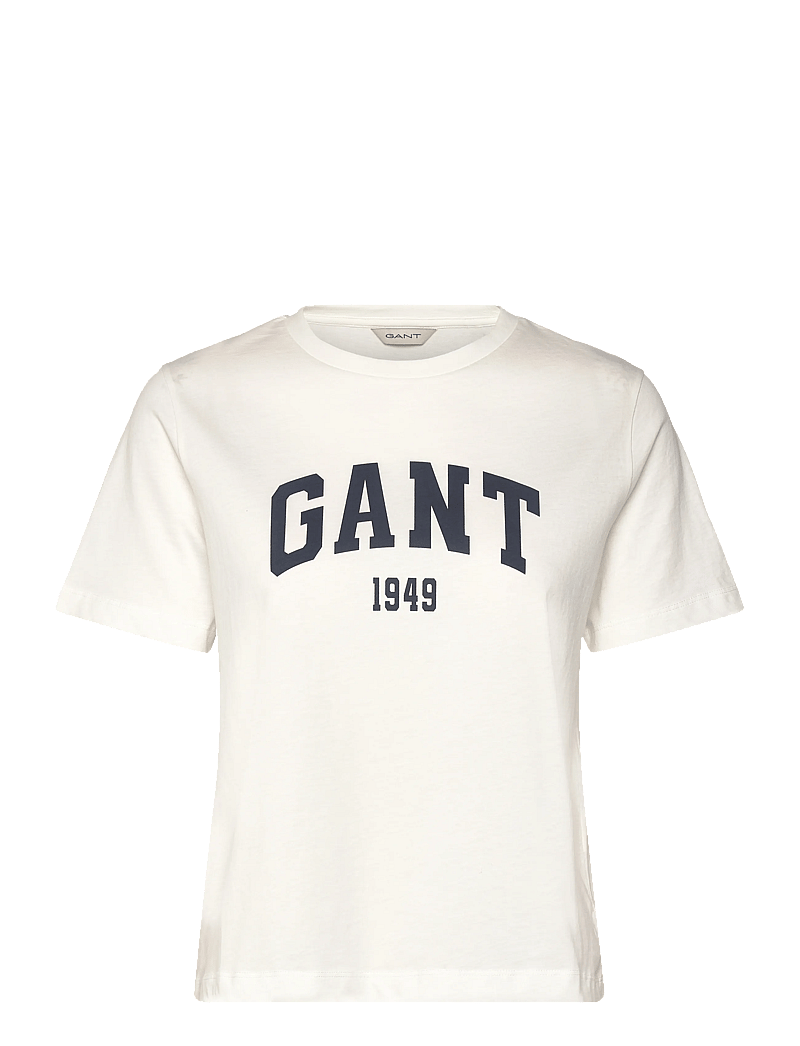 GANT - REG GRAPHIC PRINT SS T-SHIRT - t-särgid - eggshell - 0