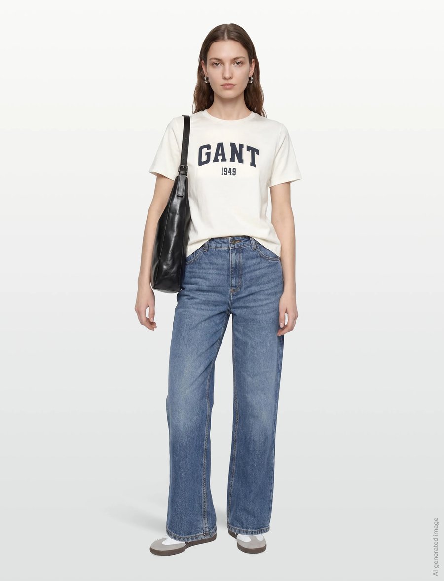 Gant - REG GRAPHIC PRINT SS T-SHIRT - t-shirts - eggshell - 0
