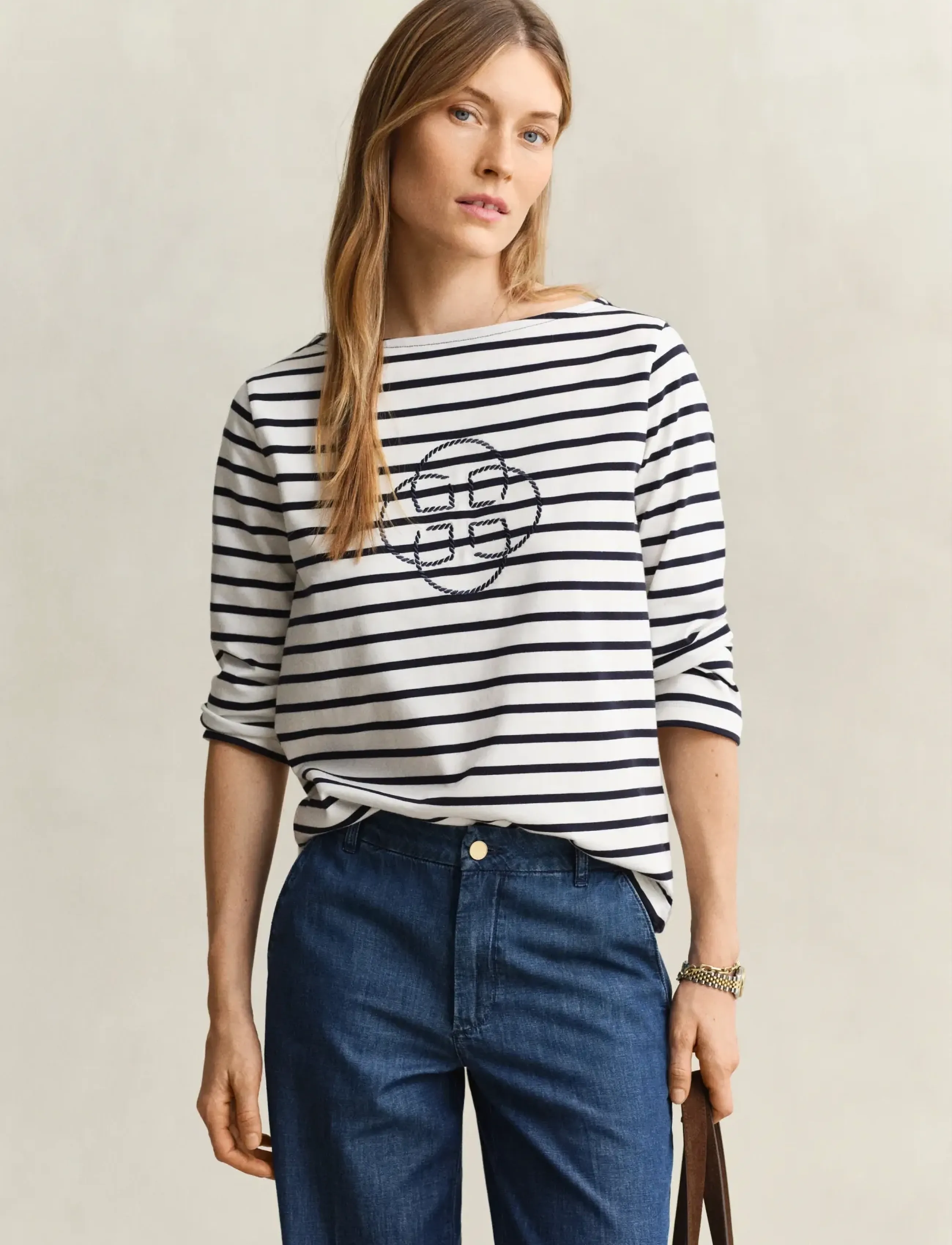 GANT REG THREE-QUARTER SLEEVE T-SHIRT - Langärmlige Tops - EVENING BLUE / navy