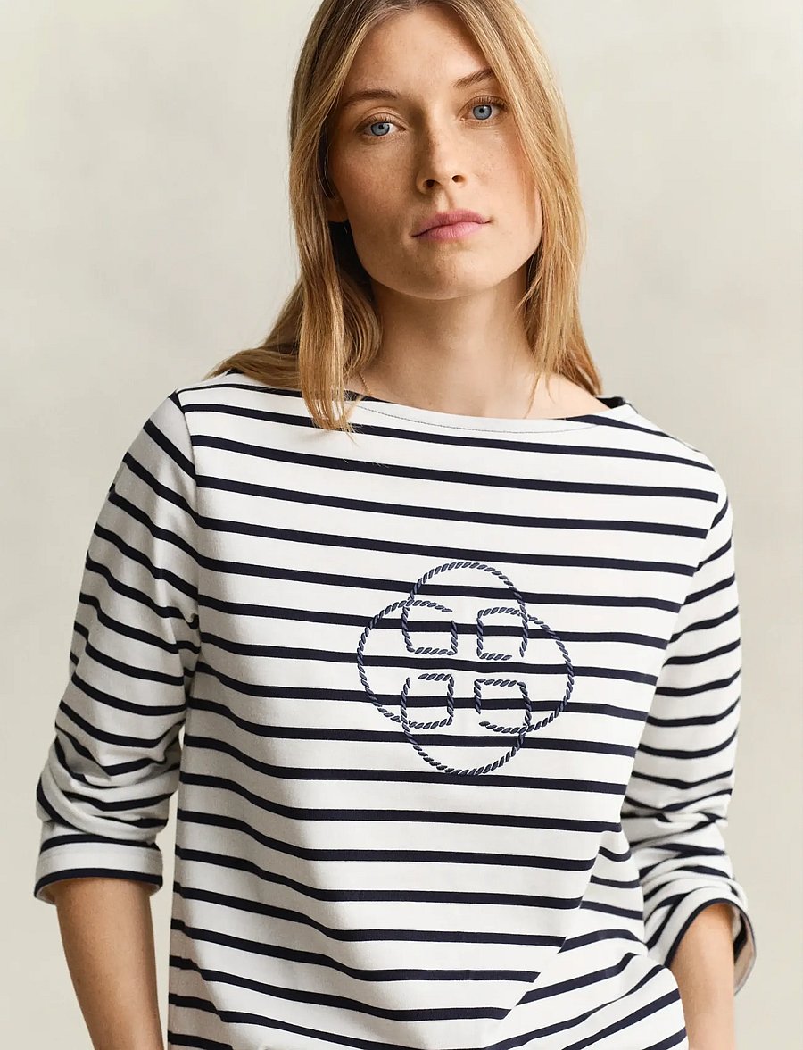 Gant - REG THREE-QUARTER SLEEVE T-SHIRT - langermede topper - evening blue - 3