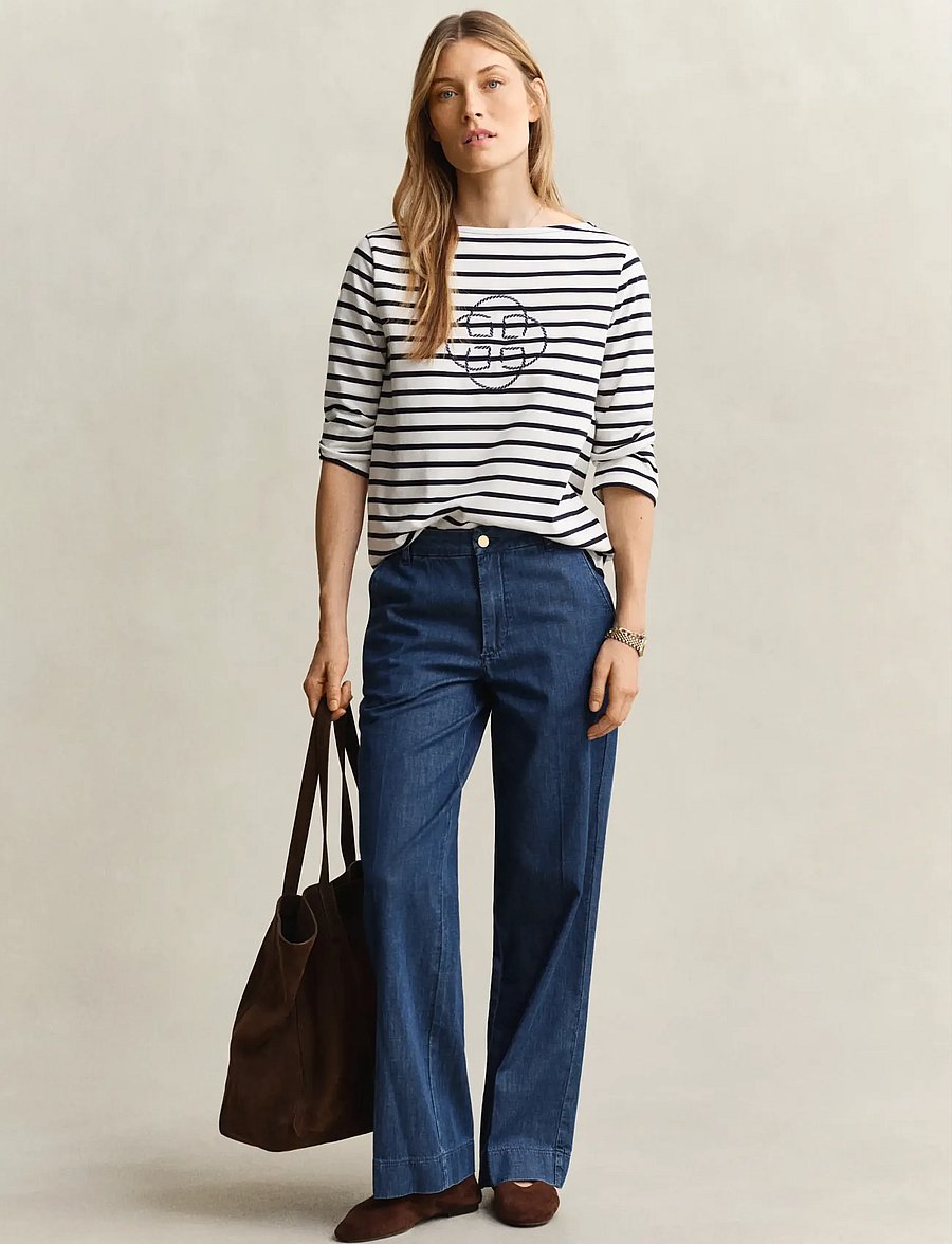 Gant - REG THREE-QUARTER SLEEVE T-SHIRT - langermede topper - evening blue - 4
