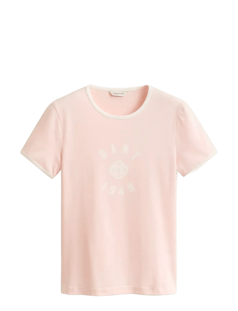 Gant - SLIM SS RINGER T-SHIRT - t-shirts - apricot pink - 1