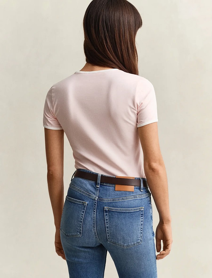 Gant - SLIM SS RINGER T-SHIRT - t-shirts - apricot pink - 2