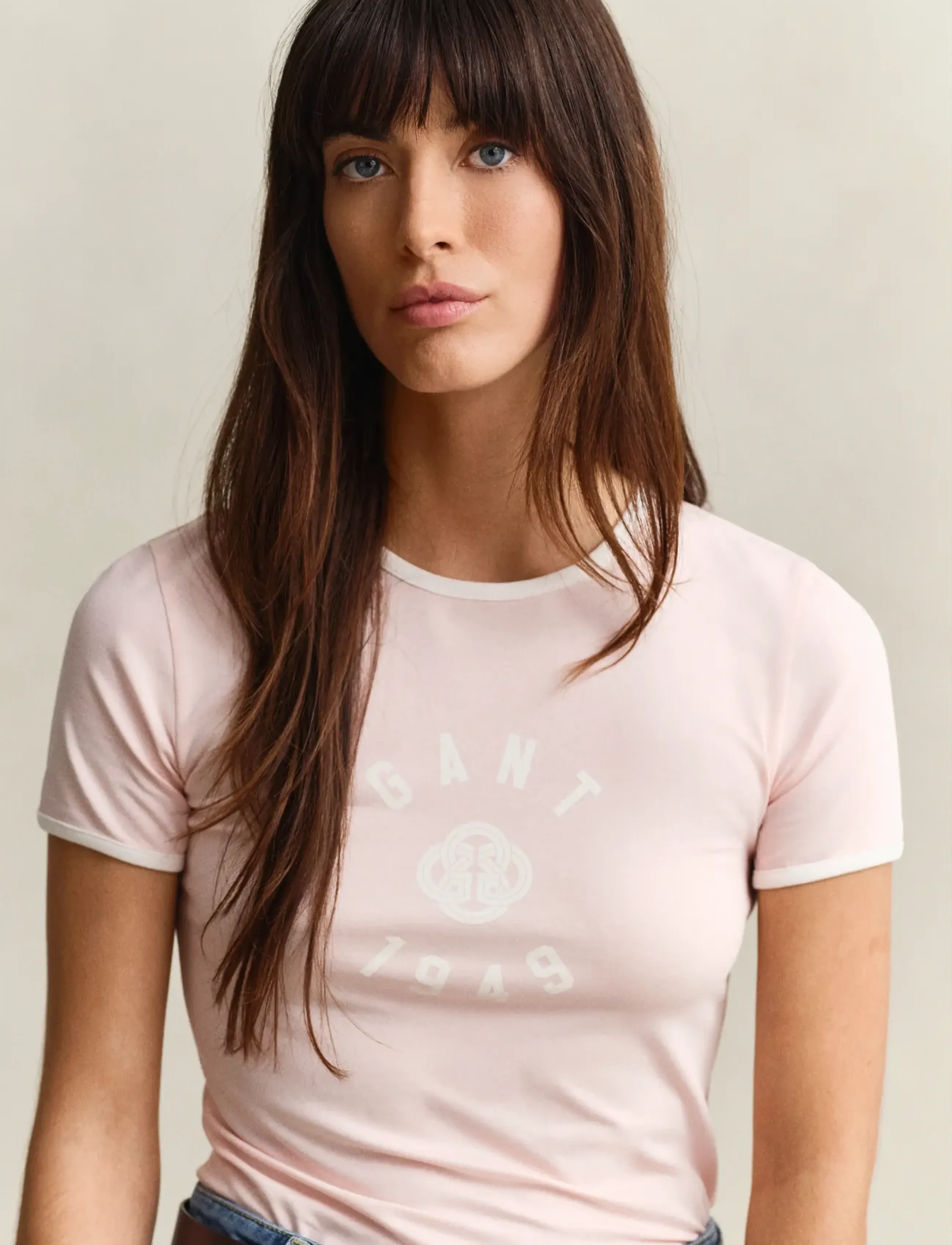 Gant - SLIM SS RINGER T-SHIRT - t-shirts - apricot pink - 3