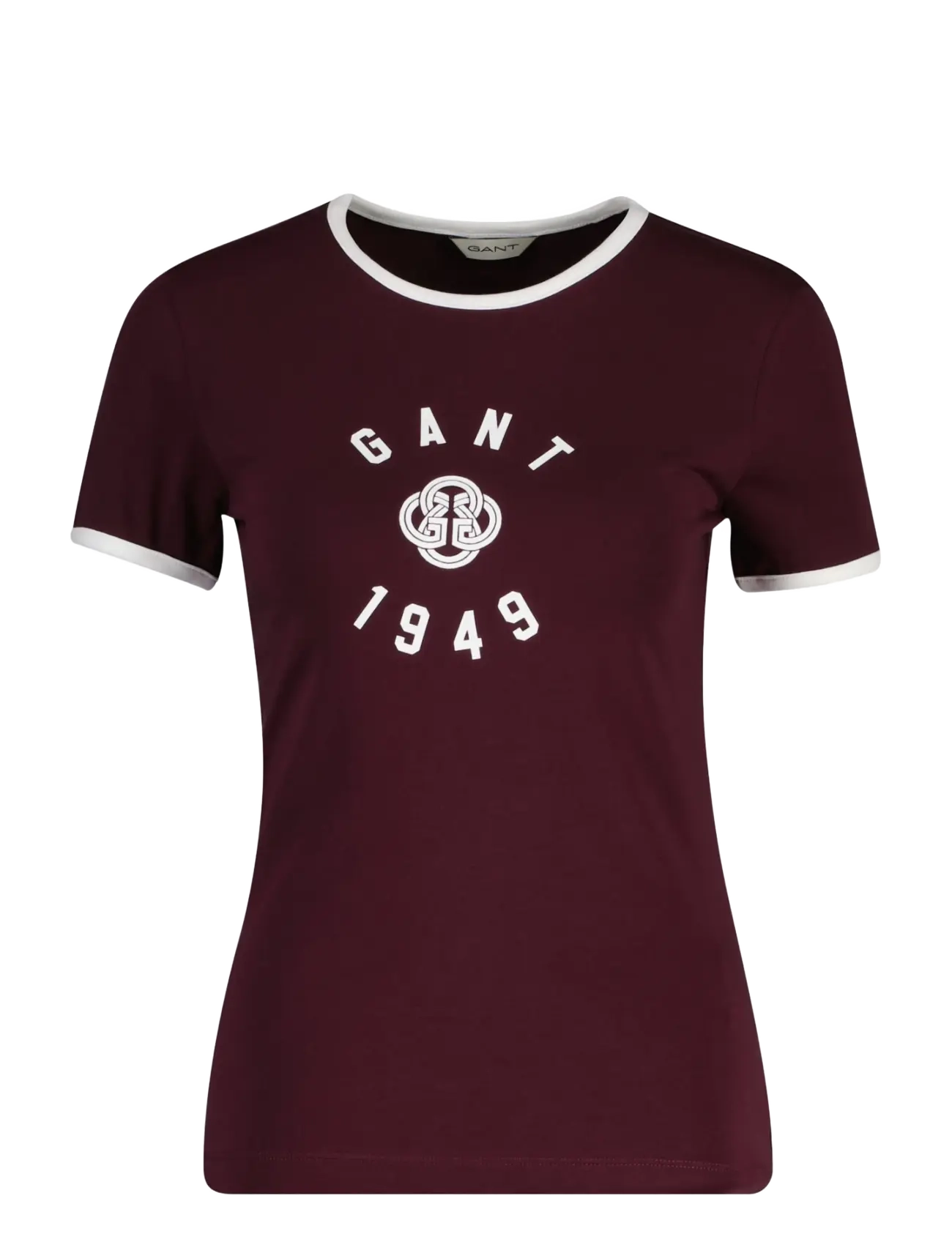 Gant SLIM SS RINGER T-SHIRT - Tøj - DARKENED WINE / burgundy