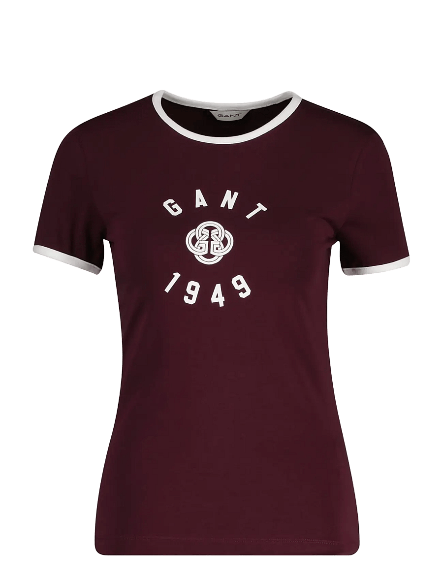 Gant - SLIM SS RINGER T-SHIRT - t-shirts - darkened wine - 0