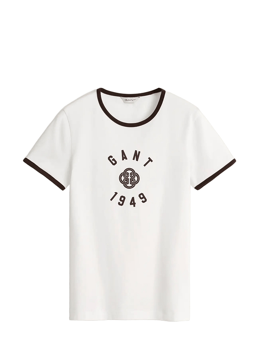 Gant - SLIM SS RINGER T-SHIRT - t-shirts - deep brown - 0