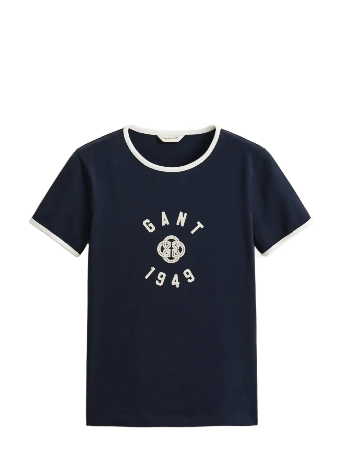 GANT SLIM SS RINGER T-SHIRT - Riided - EVENING BLUE / navy