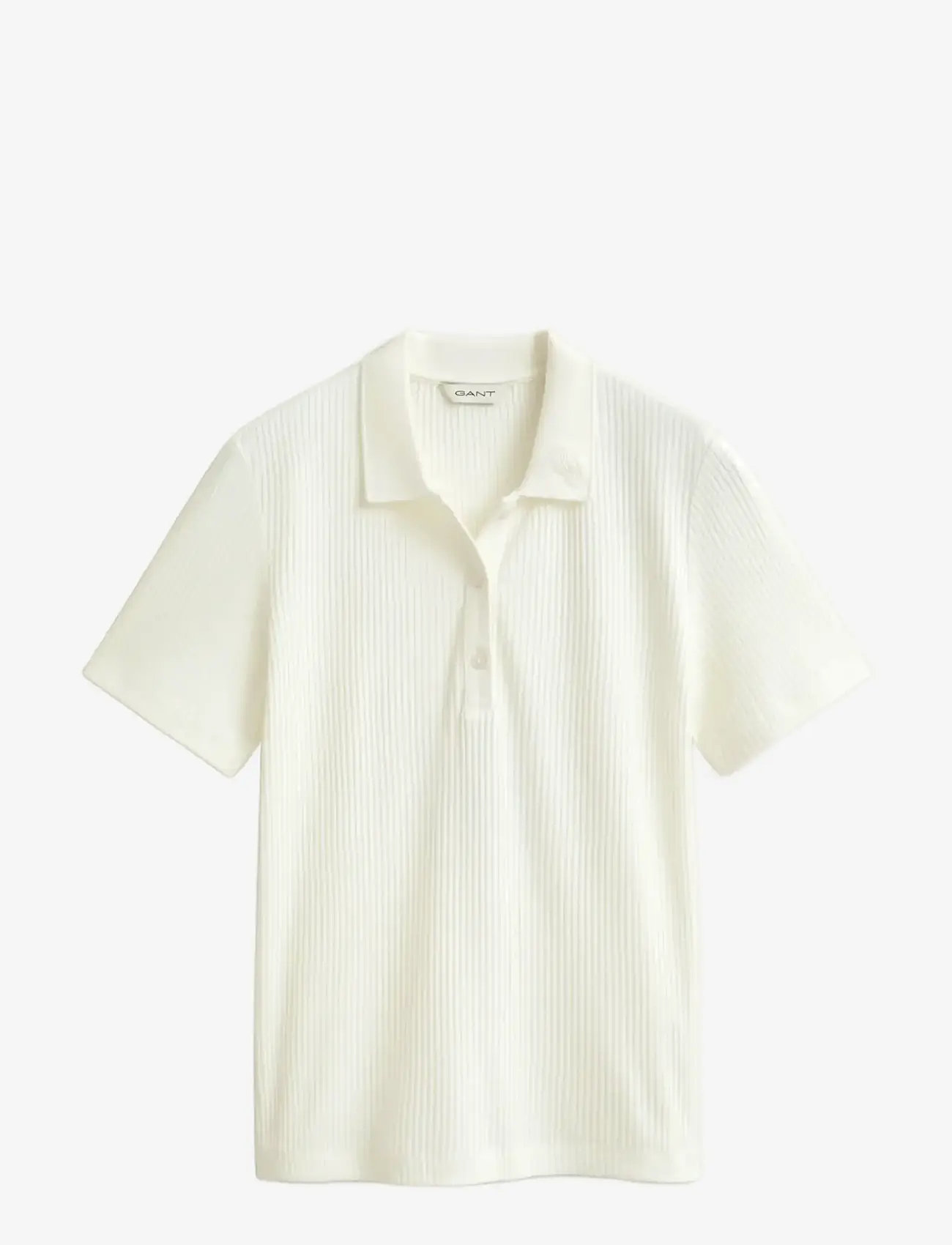 GANT - SLIM RIBBED SS POLO - pikéer - eggshell - 1