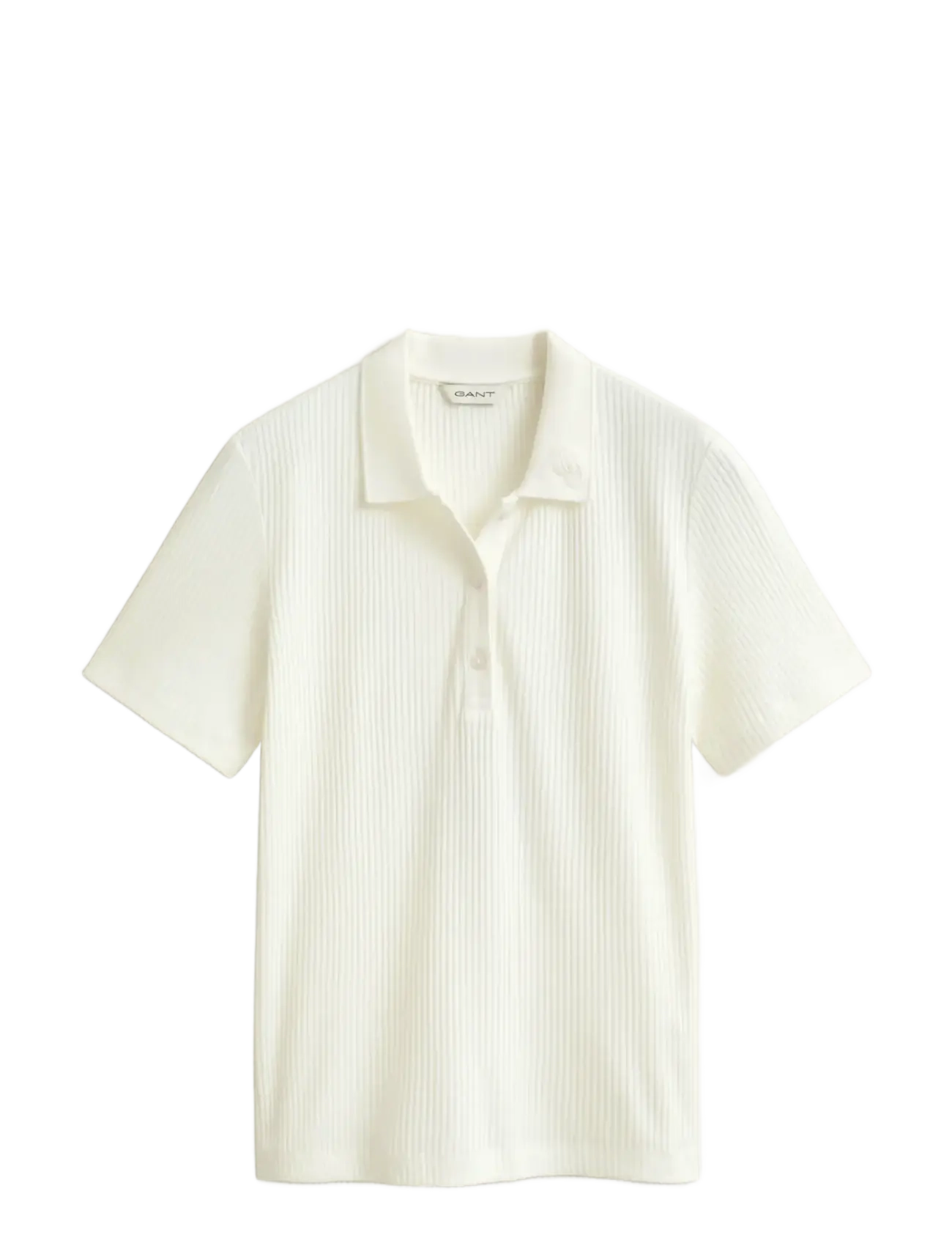 GANT SLIM RIBBED SS POLO - GANT - EGGSHELL / cream
