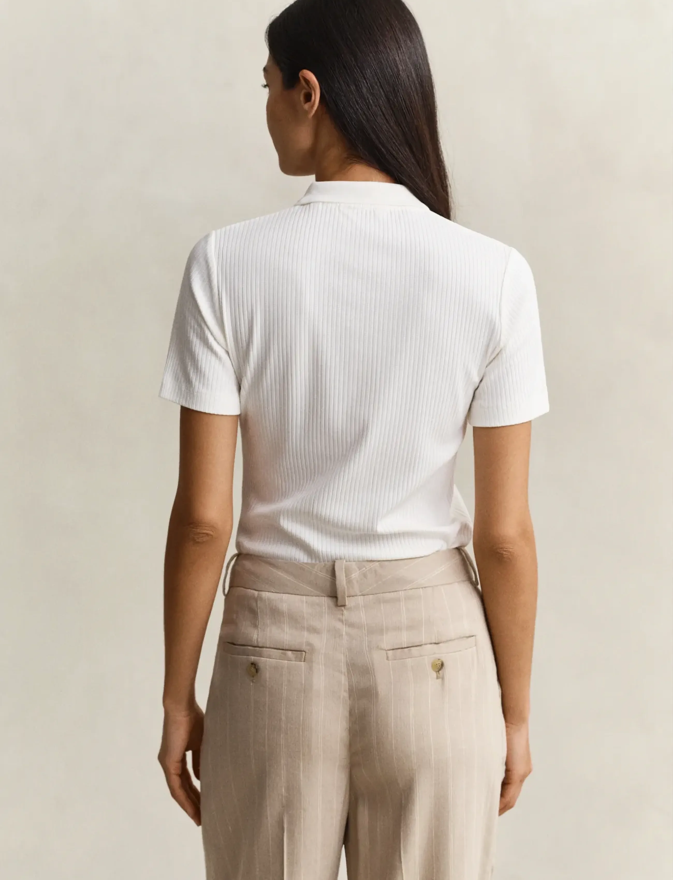 Gant - SLIM RIBBED SS POLO - poloshirts - eggshell - 2