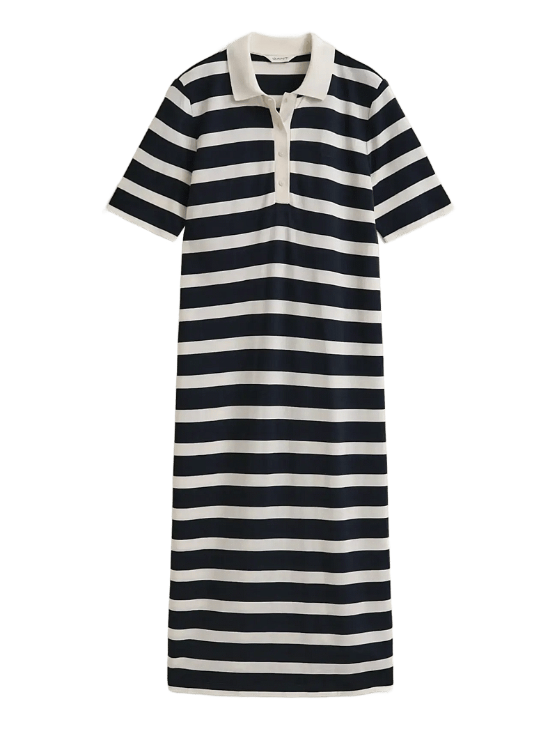 GANT - REG STRIPED SS POLO DRESS - midikleider - evening blue - 1