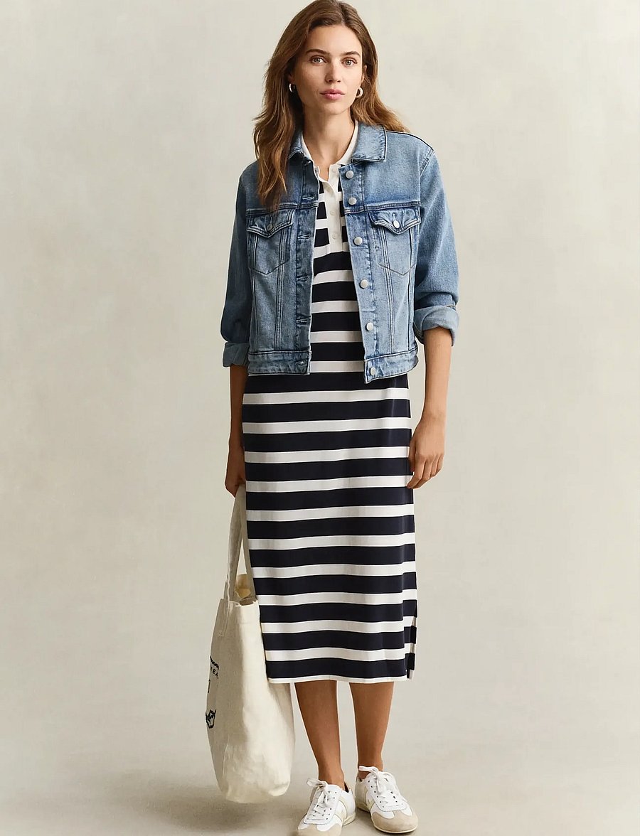 Gant - REG STRIPED SS POLO DRESS - konfirmation - evening blue - 0