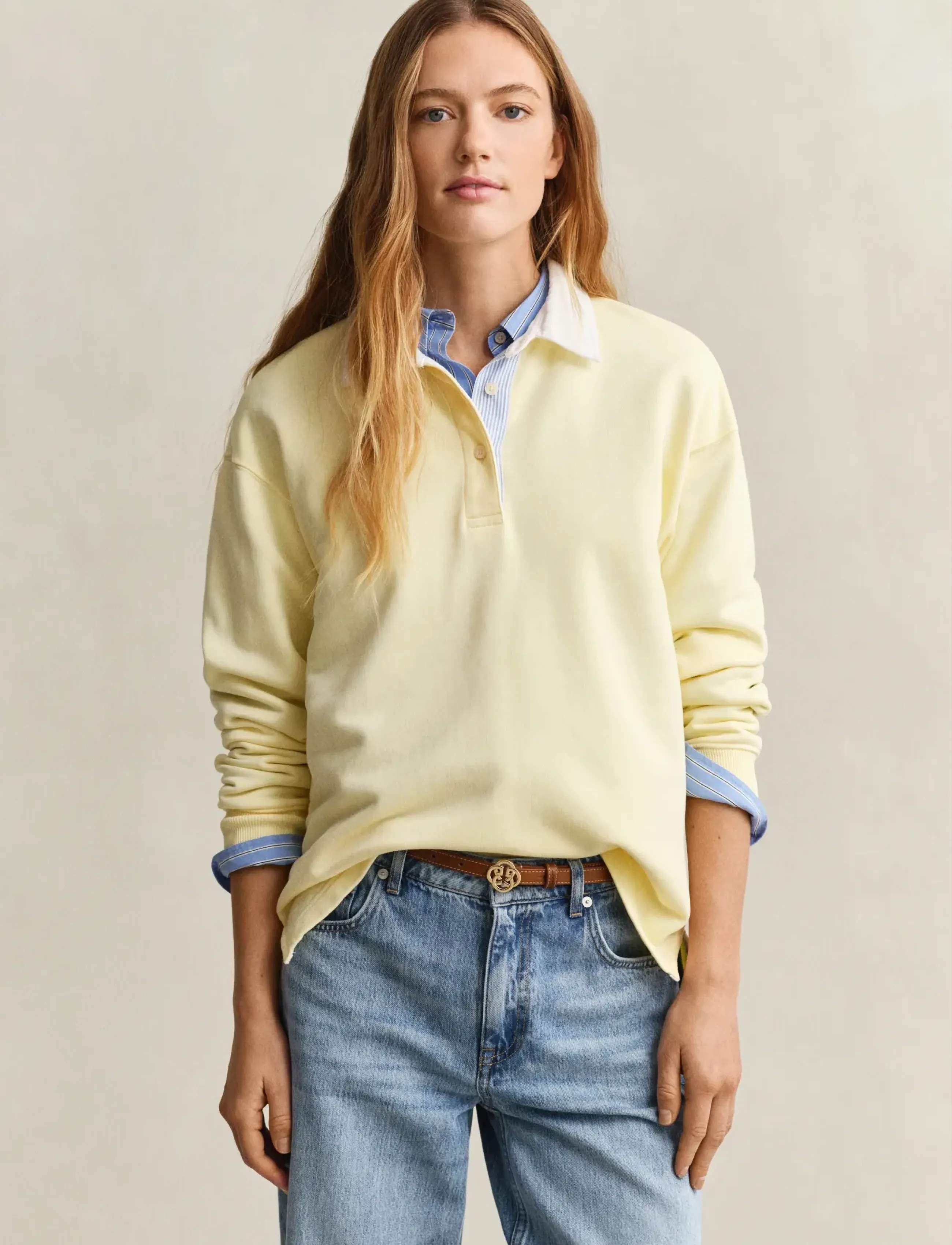 Gant Rugger Sweatshirt, Kvinder, Rugby Sweatshirt, Gul, Str: XL
