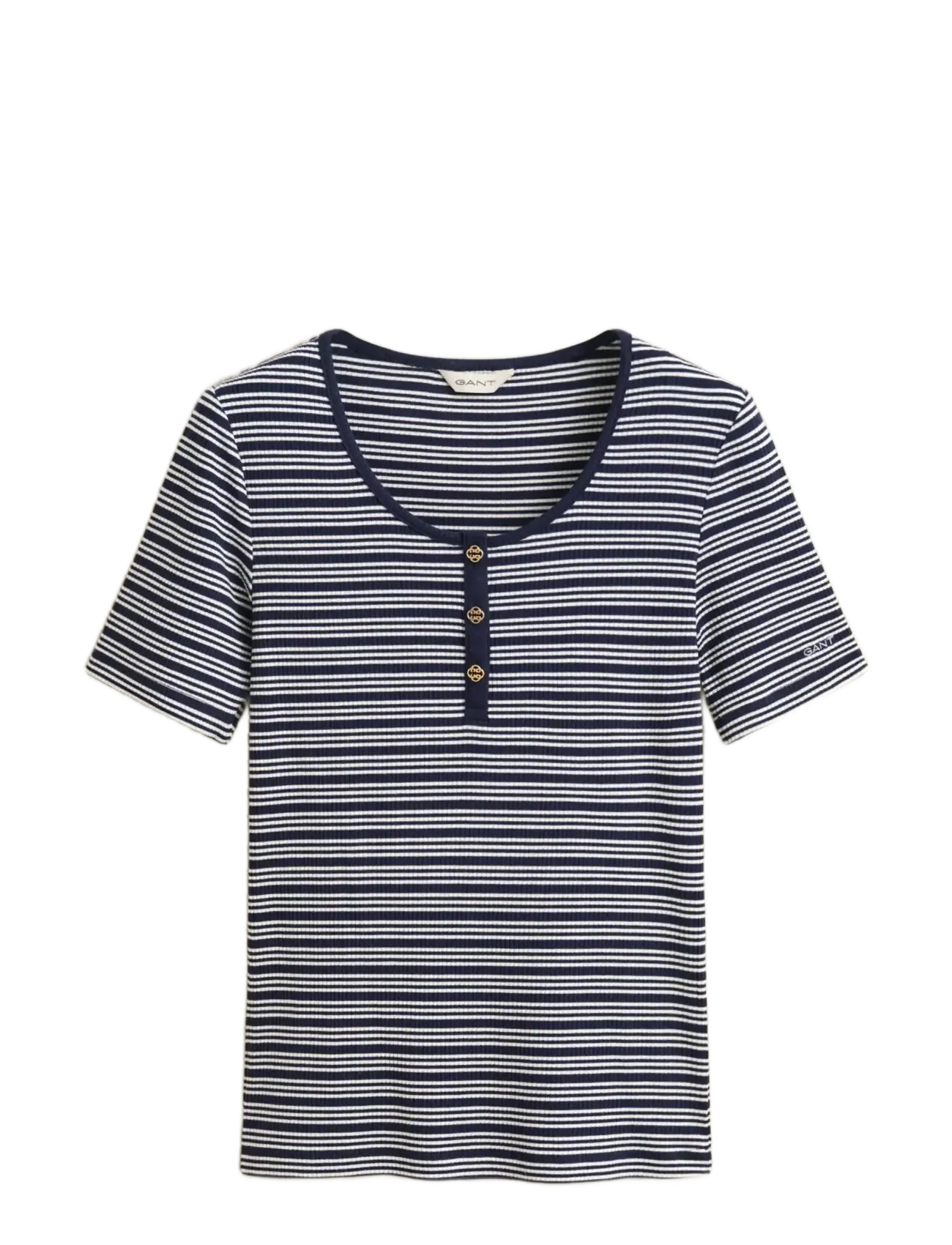 Gant SLIM RIBBED SS HENLEY TOP - Kampagne - EVENING BLUE / navy