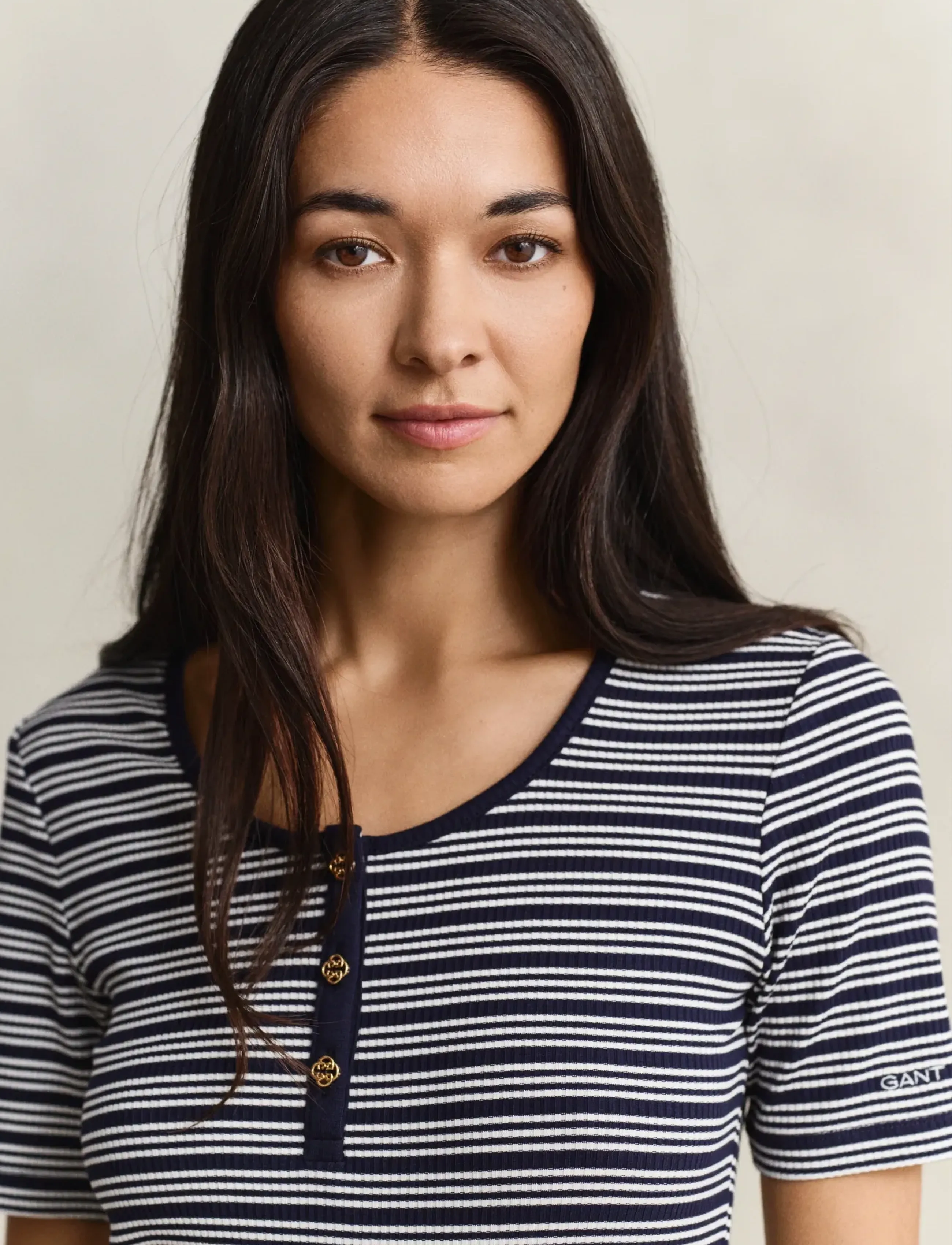 Gant - SLIM RIBBED SS HENLEY TOP - stuttermarbolir - evening blue - 3