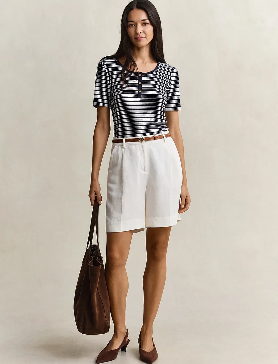 Gant - SLIM RIBBED SS HENLEY TOP - t-särgid - evening blue - 4