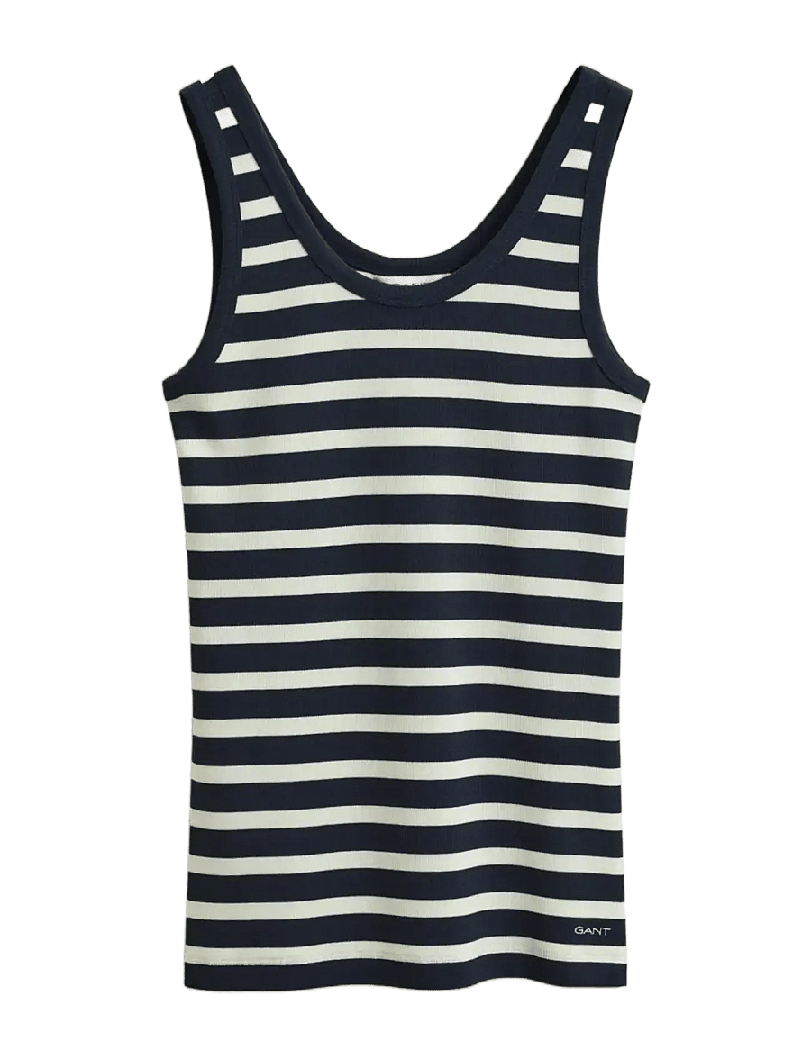 Gant - STRIPED RIBBED TANK TOP - Ärmellose tops - evening blue - 1