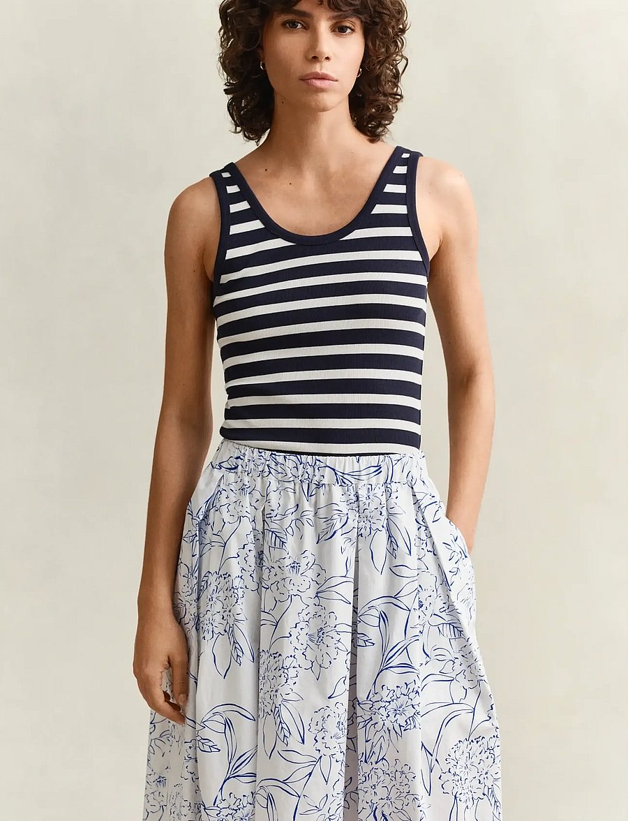 Gant - STRIPED RIBBED TANK TOP - Ärmellose tops - evening blue - 0